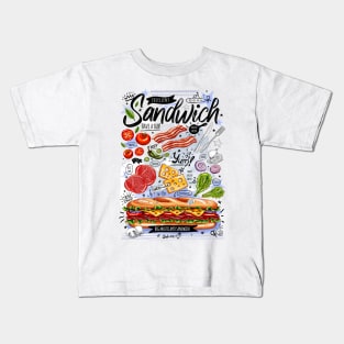 Food poster cooking delicious sandwich recipe tasty print posterart Kids T-Shirt